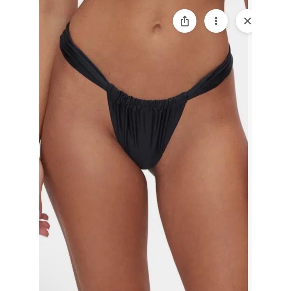 Good American Bikini Bottom 2XL Black NEW Ruched High Cut GSW0678
